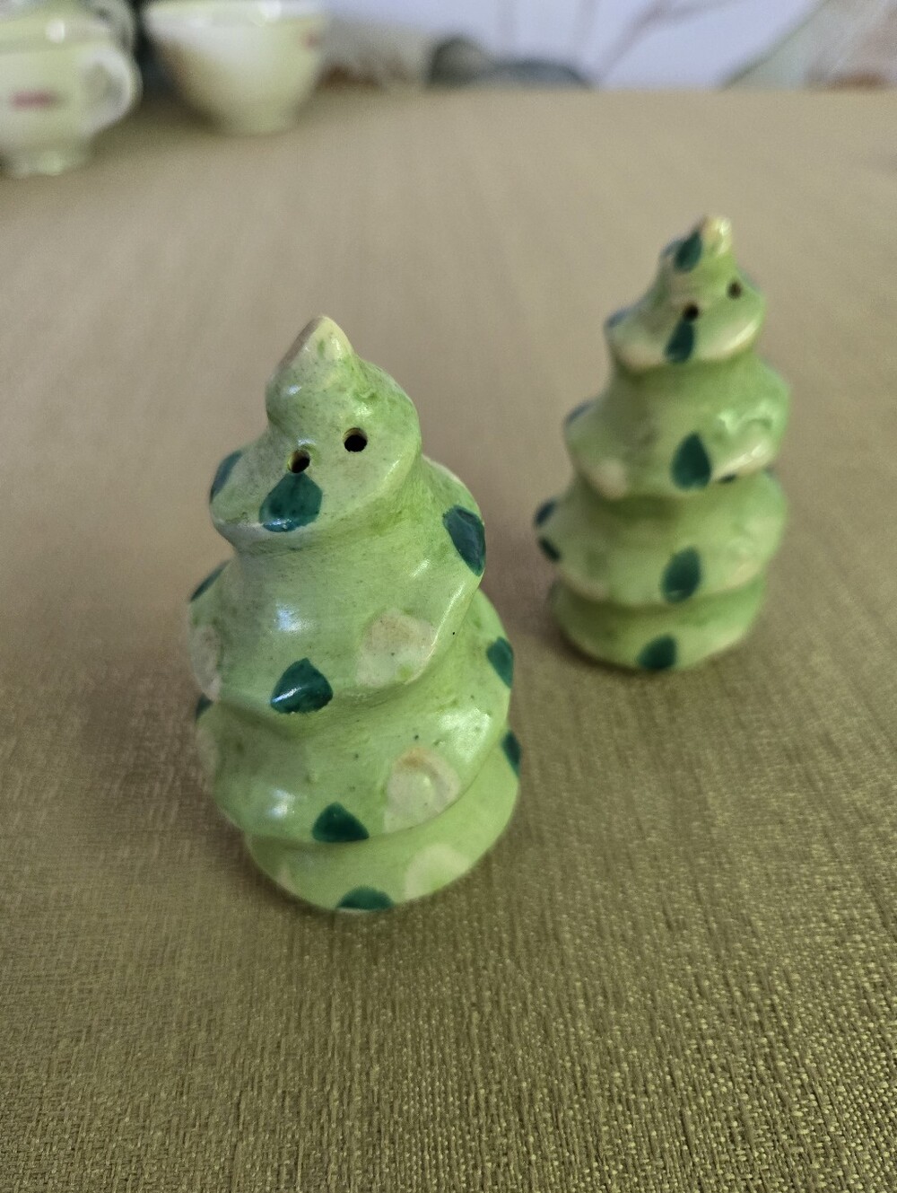 Holiday Ceramic Tree Salt and Pepper Shakers - Green